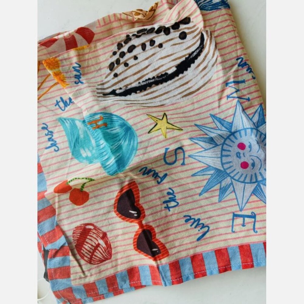 NWT Anthropologie Vismaya Summer Edit Cotton Square Scarf Beach - Picture 5 of 5